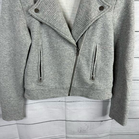 Cupcakes and Cashmere Womens size XS Wesley Moto Ribbed Gray Asymmetrical Jacket - Picture 6 of 13